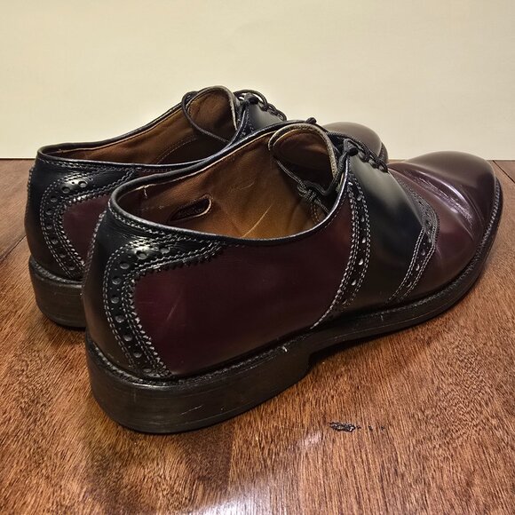 ALLEN EDMONDS Polo Men's Size 9B Two Tone Oxblood Saddle Dress Shoes Made in USA - Picture 8 of 15